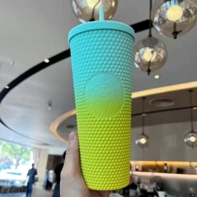 Layer Plastic Sippy Cup Hot Gradient Cup Creative Large Capacity Tie Hand