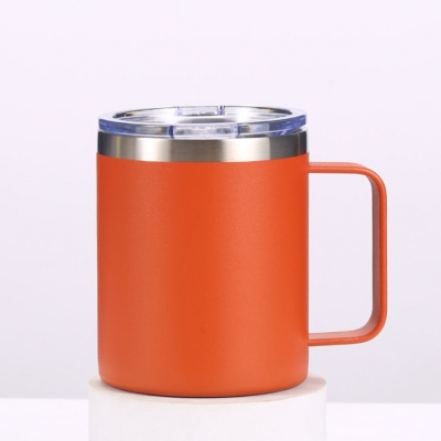 Double Layer 12Oz Handle Cup Stainless Steel Thermos Cup Business Office Coffee Cup Office Premium Cup
