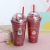 Micro Landscape Double Plastic Straw Cup Creative Glitter Summer Ice Glass Student Christmas Cup Gift Cup in Stock H