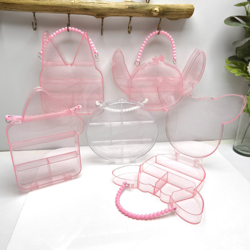 分格防尘收纳手提包儿童手工DIY首饰包饰品化妆品收纳塑料收纳包