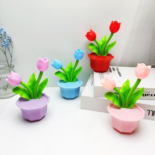 2024新款郁金香花朵台灯儿童手工DIY发光玩具卧室床头氛围小夜灯