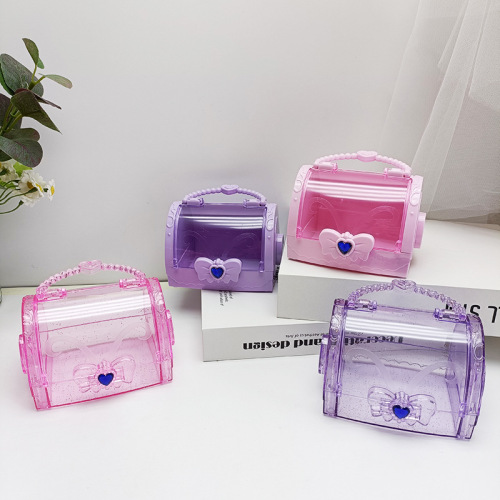 新款爱心蝴蝶结透明百宝箱儿童手工DIY主体过家家玩具饰品收纳箱