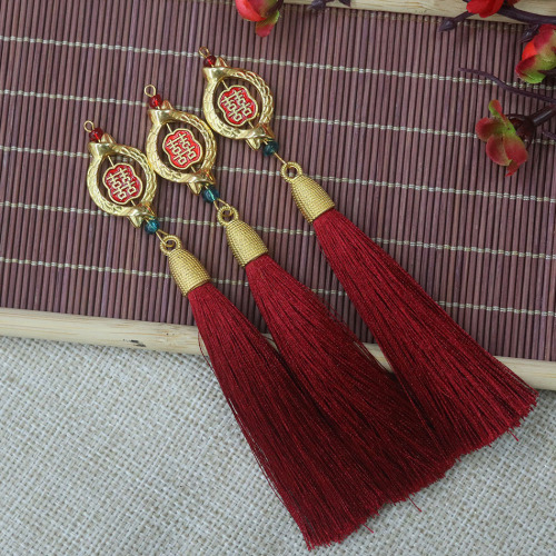 13CM金色喜子流苏穗子中国风古装汉服压襟吊坠配饰喜庆包装流