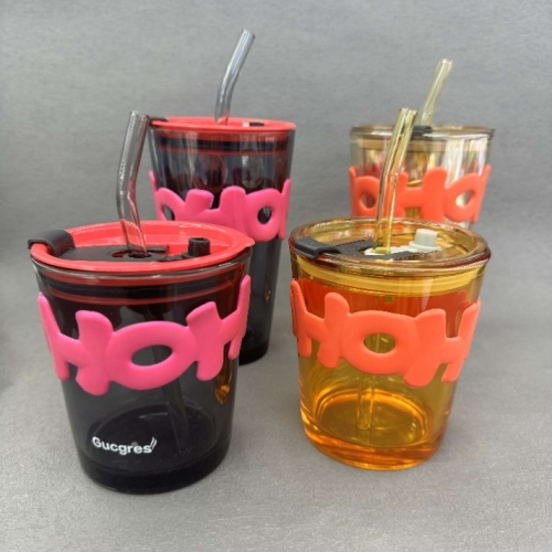 creative straw glass portable milk tea and coffee cups fashion glass water cup gift cup