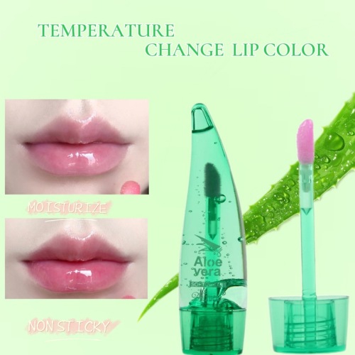 芦荟变色唇彩跨境专供温变牛角唇釉保湿滋润口红