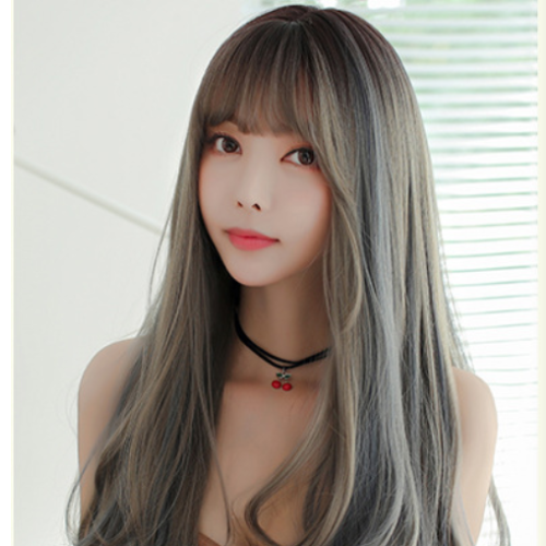 New Japanese and Korean Wig Female Foreign Trade Long Curly Hair Realistic Chemical Fiber high Temperature Silk Wig Headgear