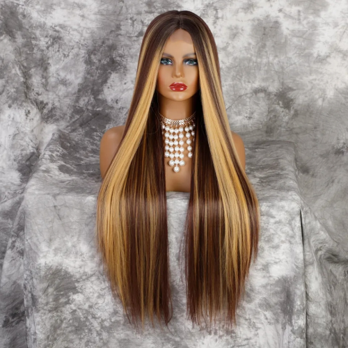 piano brown gold synthetic wig heat resistant lace wig