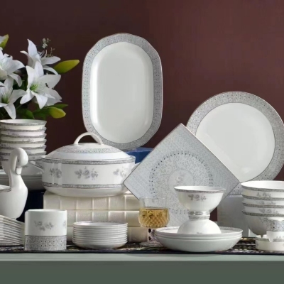 Jingdezhen Pottery Ceramic Tableware Set Kitchen Ceramic Tableware Set Ceramic Bowl Ceramic Plate Kitchen Supplies New