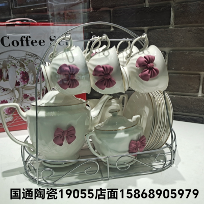 Sucrier Milk Cup Jingdezhen Ceramic Coffee Set Large Cup Saucer Coffee Cup 220ml Bowknot Coffee Cup