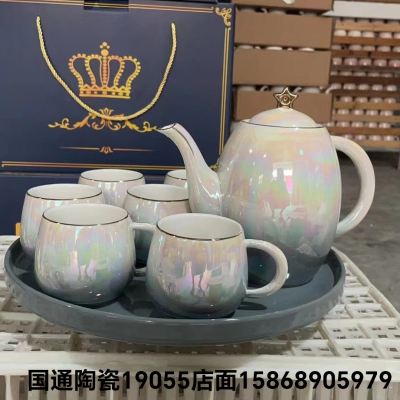 Jingdezhen Ceramic Cup Milk Cup European Water Containers British Style Coffee Cup Teapot Set with Tray