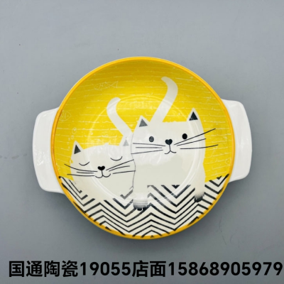 Special Offer Jingdezhen Cat Hand-Painted Tableware Parts Japanese Style Tableware Kitchen Supplies