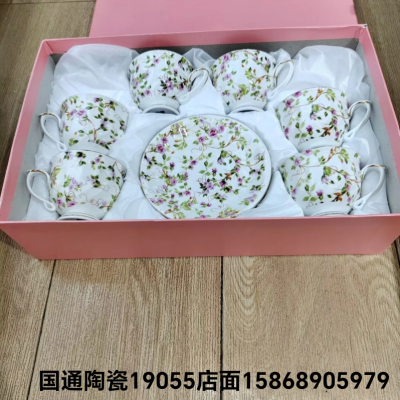 Jingdezhen Ceramic Coffee Set Set 6 Cups 6 Plates Coffee Set Set Hand Painted Ceramic Cup Dish