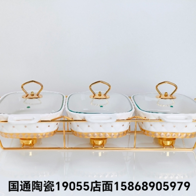 Jingdezhen Ceramic Soup Pot Set Baking with Lid Soup POY Baking Tray Kitchen Supplies