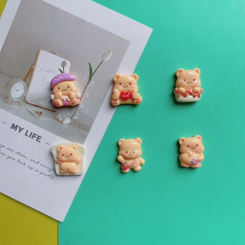 亮面爱心黄油小熊 手工diy树脂配件手机壳 发夹 水杯贴钥匙扣饰品