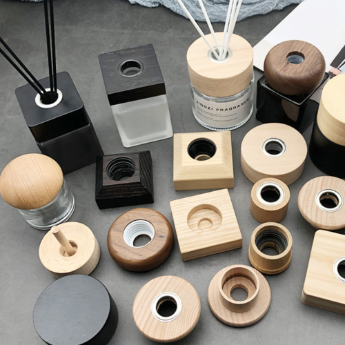 木质28牙香水香薰瓶盖 异型香水瓶竹木盖 玻璃香水瓶黑胡桃木盖