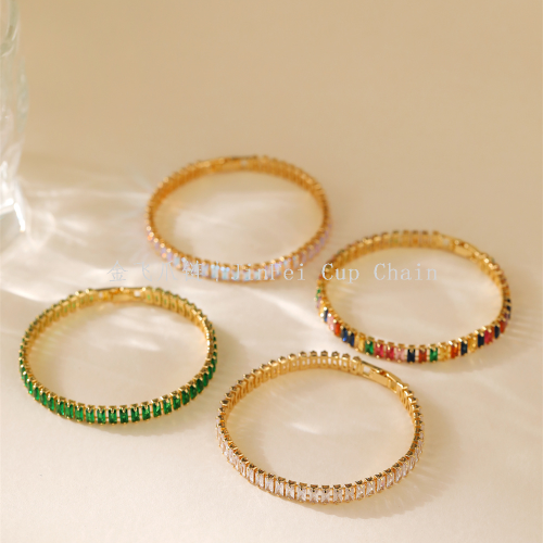 european and american entry lux style fashion personalized bracelet micro rhinestone colorful zircon popular full diamond bracelet elastic opening