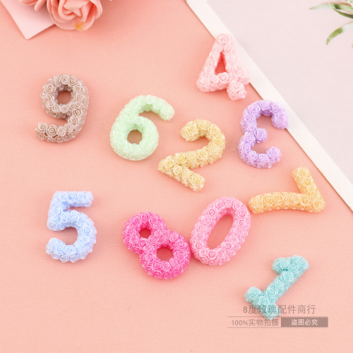阿拉伯数字树脂字母配件自制奶油胶手机壳材料DIY钥匙扣挂件批发