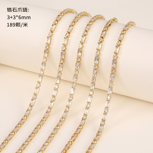 DIY锆石手链项链镶钻爪链白色散链链条箱包装饰链条跨境批发