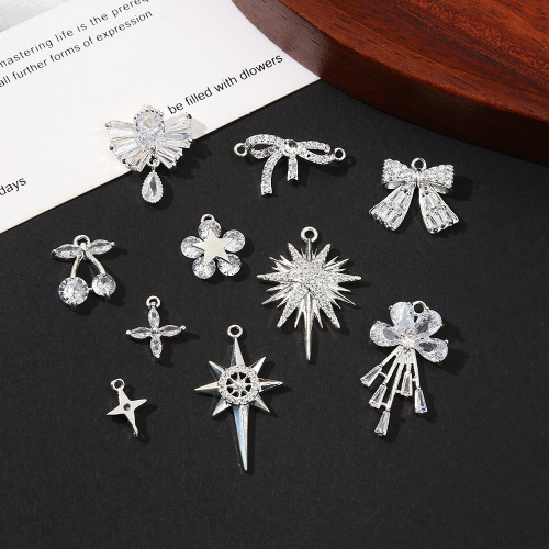 跨境新款合金锆石耳饰吊坠配件胸针女高级感衣饰高端礼服别针装饰