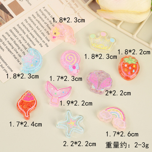 厂家直销 亚克力透明镀彩饰品配件水杯贴冰箱贴diy头绳饰品批发