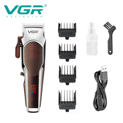 VGR V-189 cordless hair trimmer professional rechargeable electric barber hair clipper for men with LED display