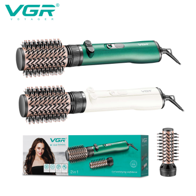 VGR498Cross-Border New Arrival Two in One360°Roll Straight Comb Multifunctional Wet and Dry Hot Air Comb Hair Dryer