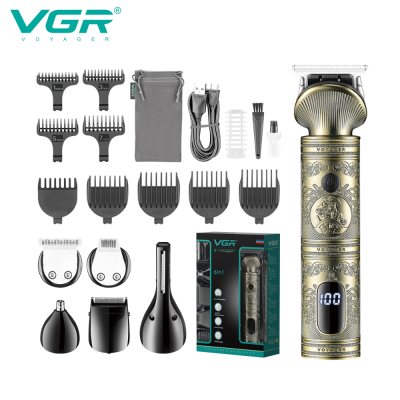 VGR V-106 6 in 1 Grooming Kit Beard Shaver Nose Body Trimmer Professional Cordless Hair Trimmer Hair Clipper Set for Men
