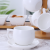 European-Style Ceramic Coffee Cup Set Hanging Cup-Style Large Capacity Drinking Ware with Faucet White Kettle Set