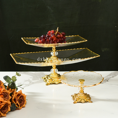 Light Luxury European Fruit Plate Fruit Plate Dessert Living Room Home Creative Glass Creative High Leg Cake Fruit Plate