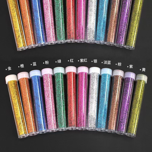 factory direct sales 7g test tube pack glitter powder children‘s painting diy glitter flash powder pieces glitter glue
