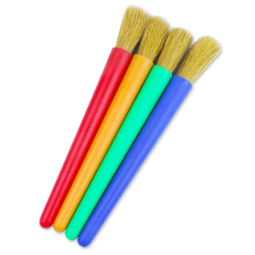 children‘s painting bristle brush watercolor gouache acrylic graffiti painted round head plastic rod bristle brush