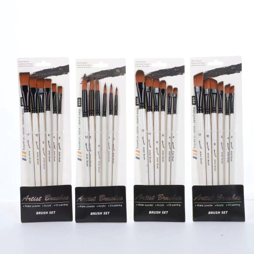 6 pcs pearlescent white oil painting brush set nylon wool wooden pole gouache pen watercolor pen acrylic painting brush painting pigment pen