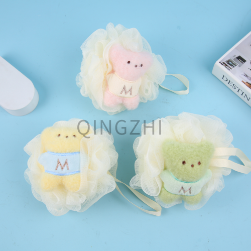 【清枝】M熊卡通浴球浴花厂家直销清洁皮肤大量起泡洗浴用品