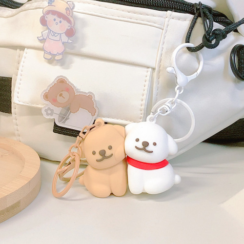 抖音同款新品磁吸线条小狗可爱卡通情人节礼物闺蜜包包挂饰钥匙扣