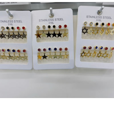 Stainless Steel Studs Multi-Color Zircon Hanging Plane Cutting Accessories Wholesale Mix and Match