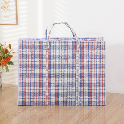 Plastic Plaid Bag Woven Bag Single-Sided Adhesive Packing Bag Pp Woven Bag Large Capacity Luggage Bag Moving Bag Flower Bag Woven