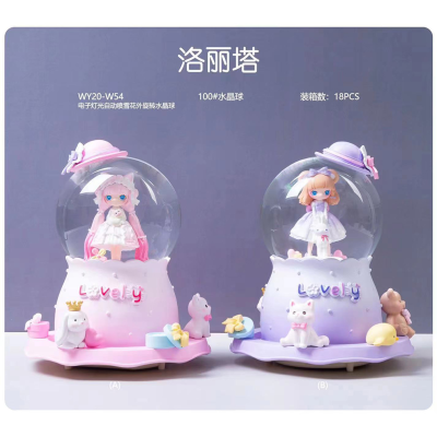 Girl Heart Lolita Crystal Ball Music Box Luminous Cartoon Girl Music Box Children's Birthday Gifts Wholesale