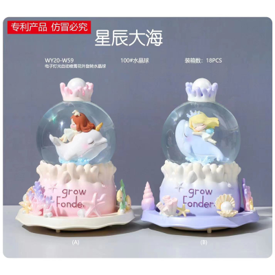 Star Sea Dolphin Girl Crystal Ball Music Box Cartoon Music Box Female Student Creative Birthday Gift Wholesale