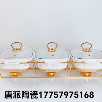 Jingdezhen Ceramic Soup Pot Set Three Baking with Rack Soup Poy Kitchen Supplies Available Alcohol Candle Heating