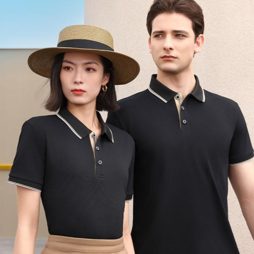 customized business lapel short-sleeved logo men‘s t-shirt business clothes work clothes embroidered pattern polo shirt manufacturer