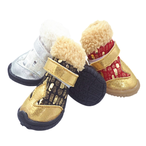 宠物用品新款羊羔绒闪亮狗狗保暖鞋子户外外出加绒舒适防滑狗鞋子