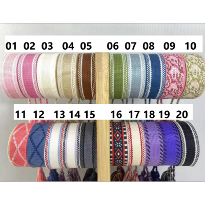 In Stock Wholesale Ethnic Style Light Board Ribbon Bracelet Embroidery Tassel Wrist Strap