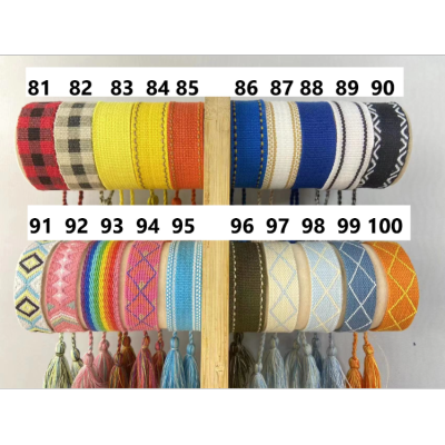 In Stock Wholesale Ethnic Style Light Board Ribbon Bracelet Embroidery Tassel Wrist Strap 80-120