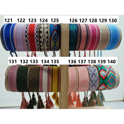 In Stock Wholesale Ethnic Style Light Board Ribbon Bracelet Embroidery Tassel Wrist Strap 121-140