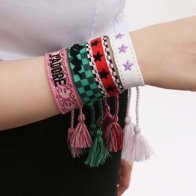 Embroidered Bracelet Embroidery Constellation Ribbon Friendship Bracelet Male and Female Personality Tassel Hand-Woven Wrist Strap Wholesale
