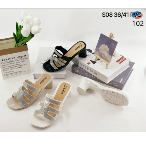 真皮粗跟高跟拖鞋女2025新款时尚一字拖凉鞋女水钻百搭凉拖