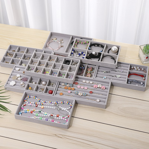 drawer small size gray flannel tray stud earrings earring ring necklace jewelry storage jewelry box wholesale