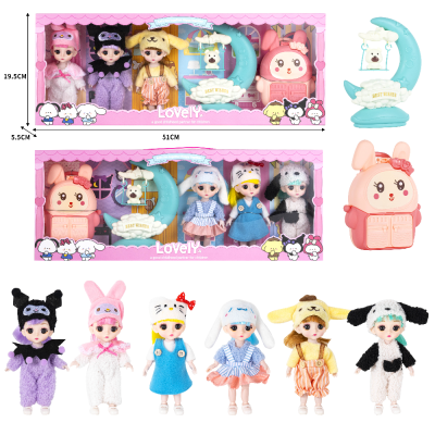 6-Inch Solid Body 13 Joint 3d Eye Sanrio Clow M Fashion Doll with Accessories (3 People)