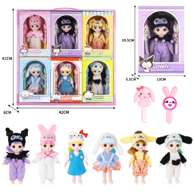 6-Inch Solid Body 13 Joint 3d Eye Sanrio Clow M Fashion Doll with Comb Mirror with Display Box