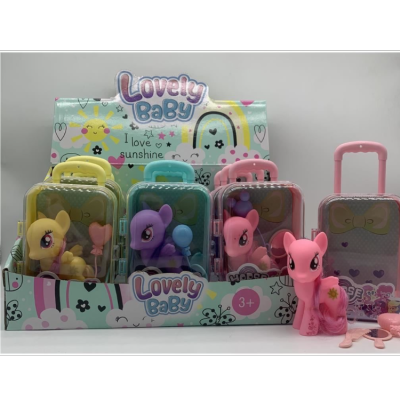 Children's Toy Gift Set Vinyl My Little Pony Doll Outer Trolley Case Matching Accessories